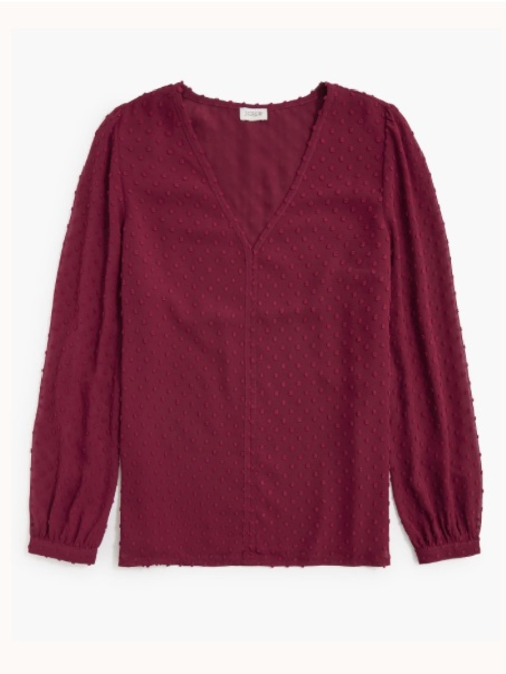 J. Crew factory V-neck clip-dot blouse vintage burgundy XL